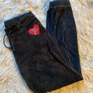 Juicy Couture Black & Red Velour Jogger Sweatpants.
